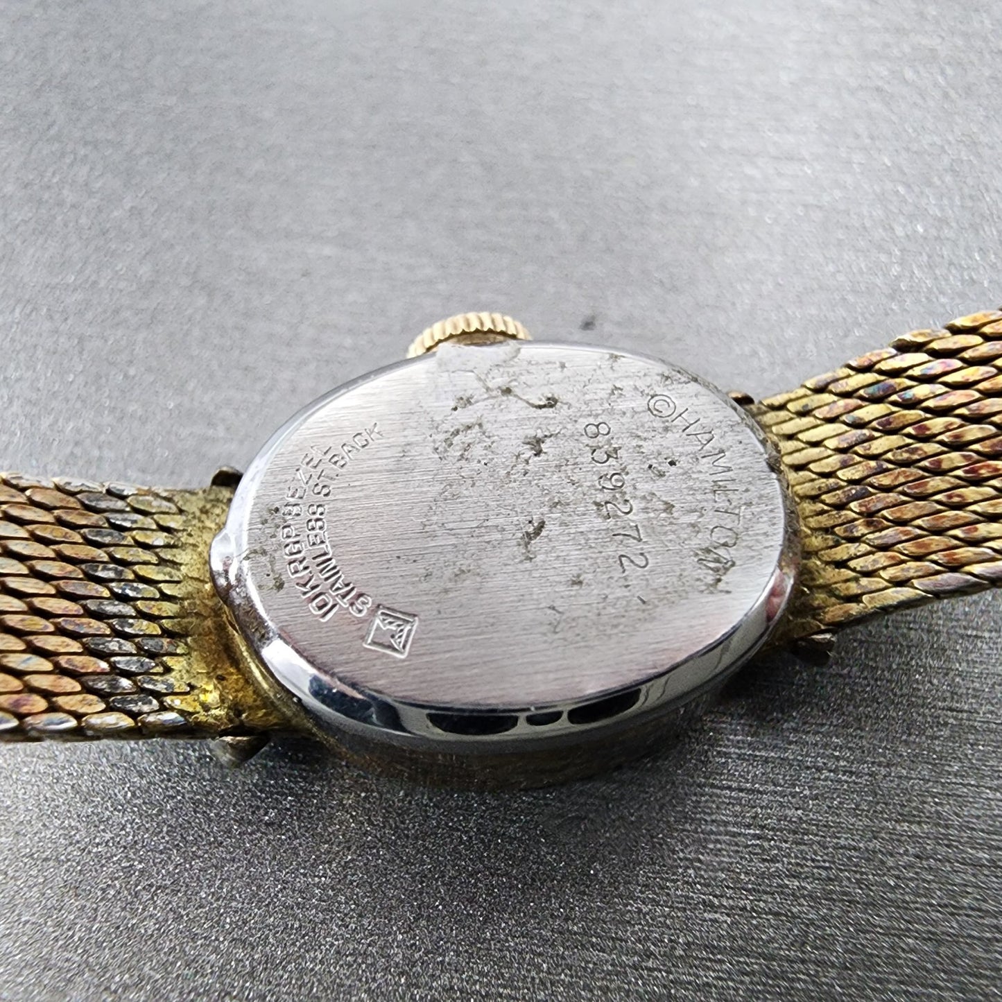 VTG Hamitlon Watch Women 14mm White Dial Gold Plated Oval Manual Wind PARTS