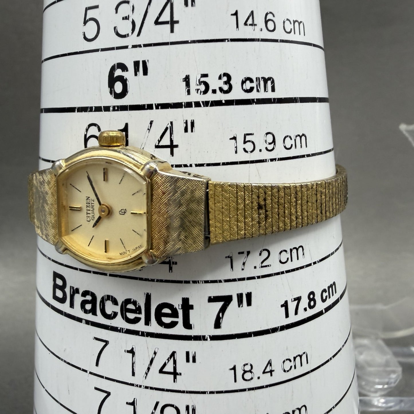 Citizen CQ Watch Women 17mm Champagne Dial Gold Tone Round New Battery VTG10