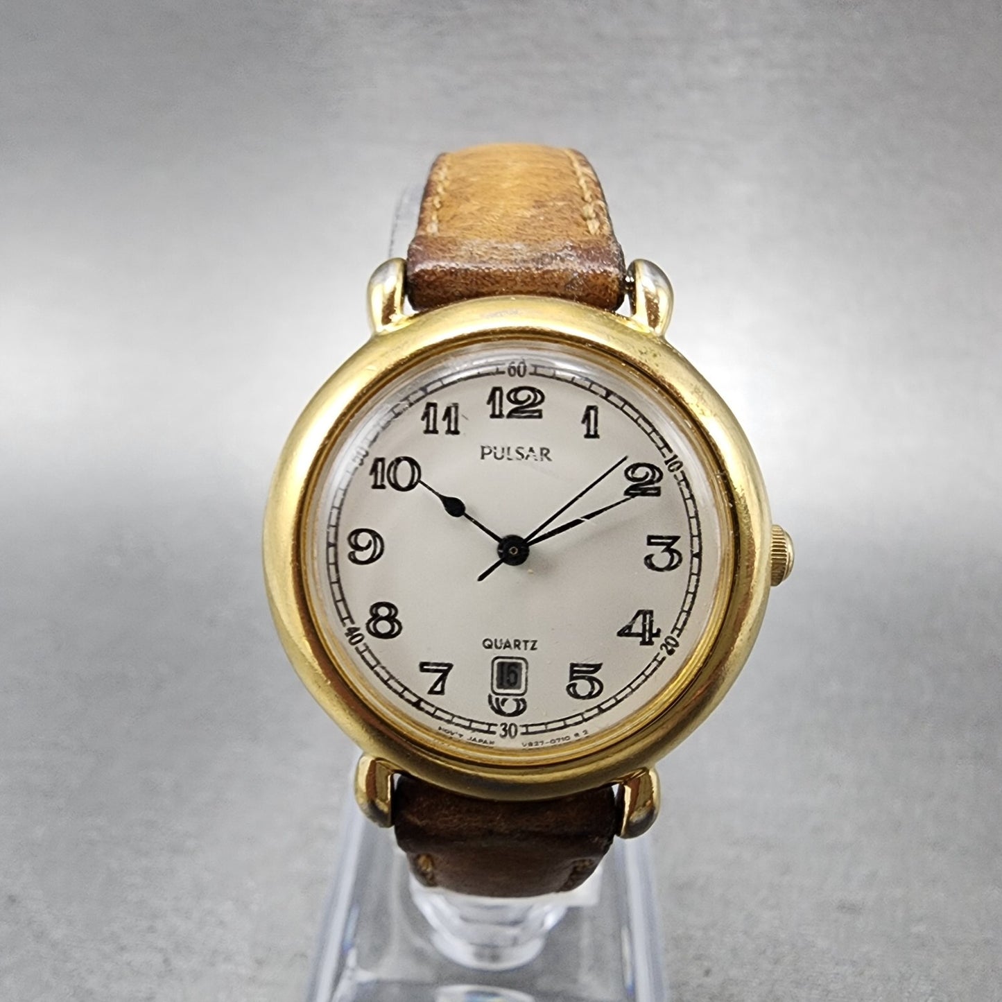 Pulsar Watch Women 29mm Cream Dial Gold Tone Date Round V821-0350 New Battery