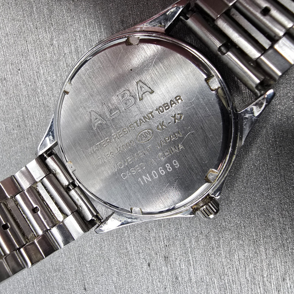 Seiko Alba Watch Men 34mm Silver Dial Silver Daydate 7N33-K002 New Battery Jp2310