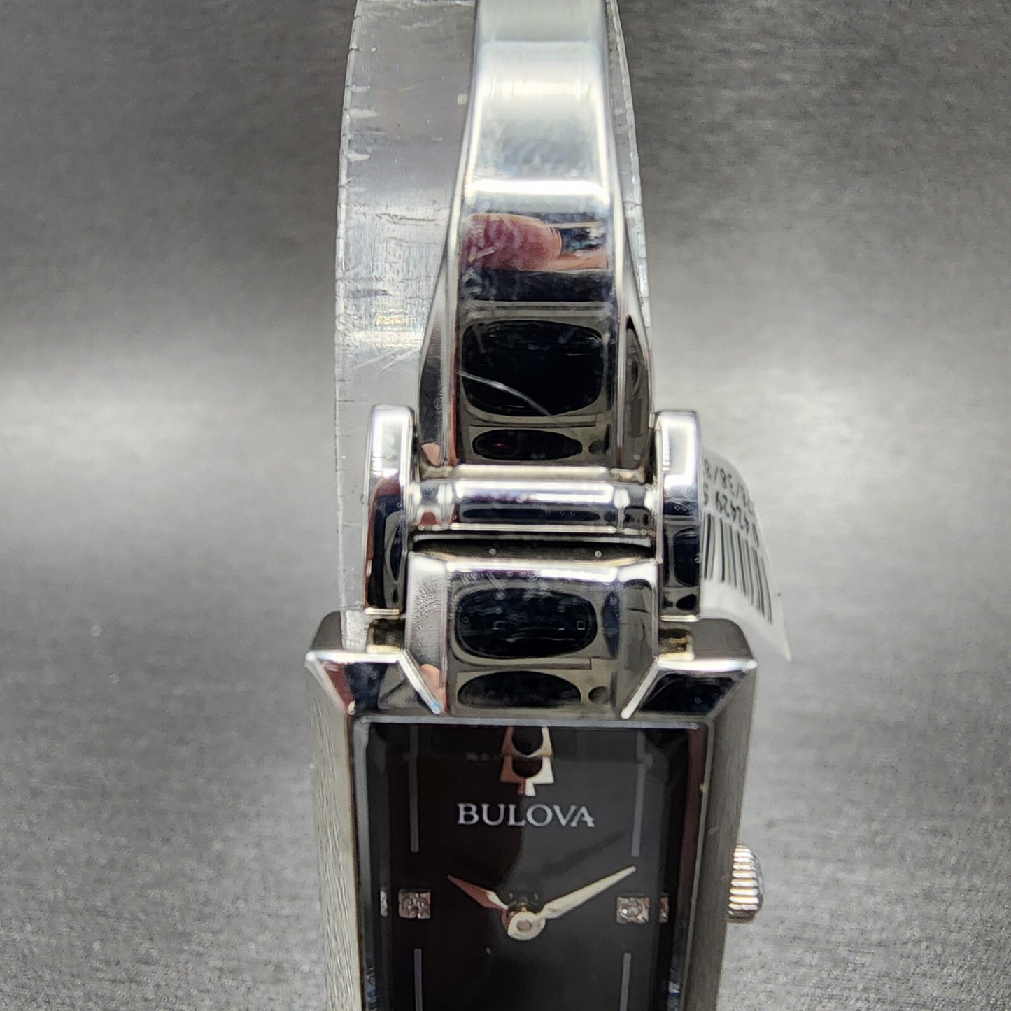 Bulova Tank Watch Women 18mm Black MOP Dial Steel Rectangle 96P209 New Battery