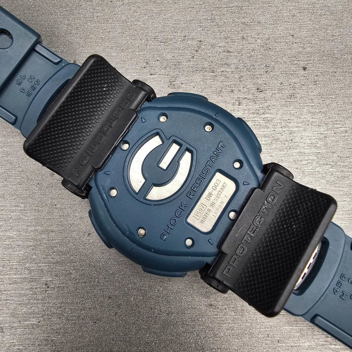 Casio G-Shock DW-003 Watch Men 46mm Black Blue Chrono Alarm Round New Battery JP10