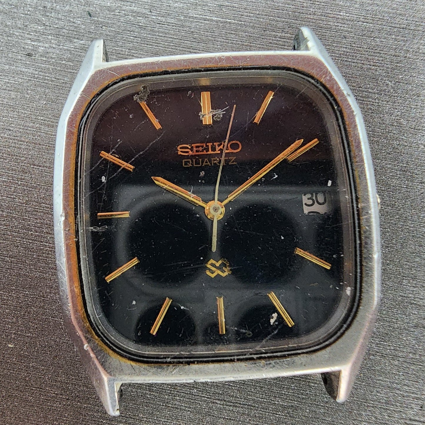 Seiko SQ Watch Men 32mm Blue Dial Steel Date Rectangle 8122-5039 PARTS