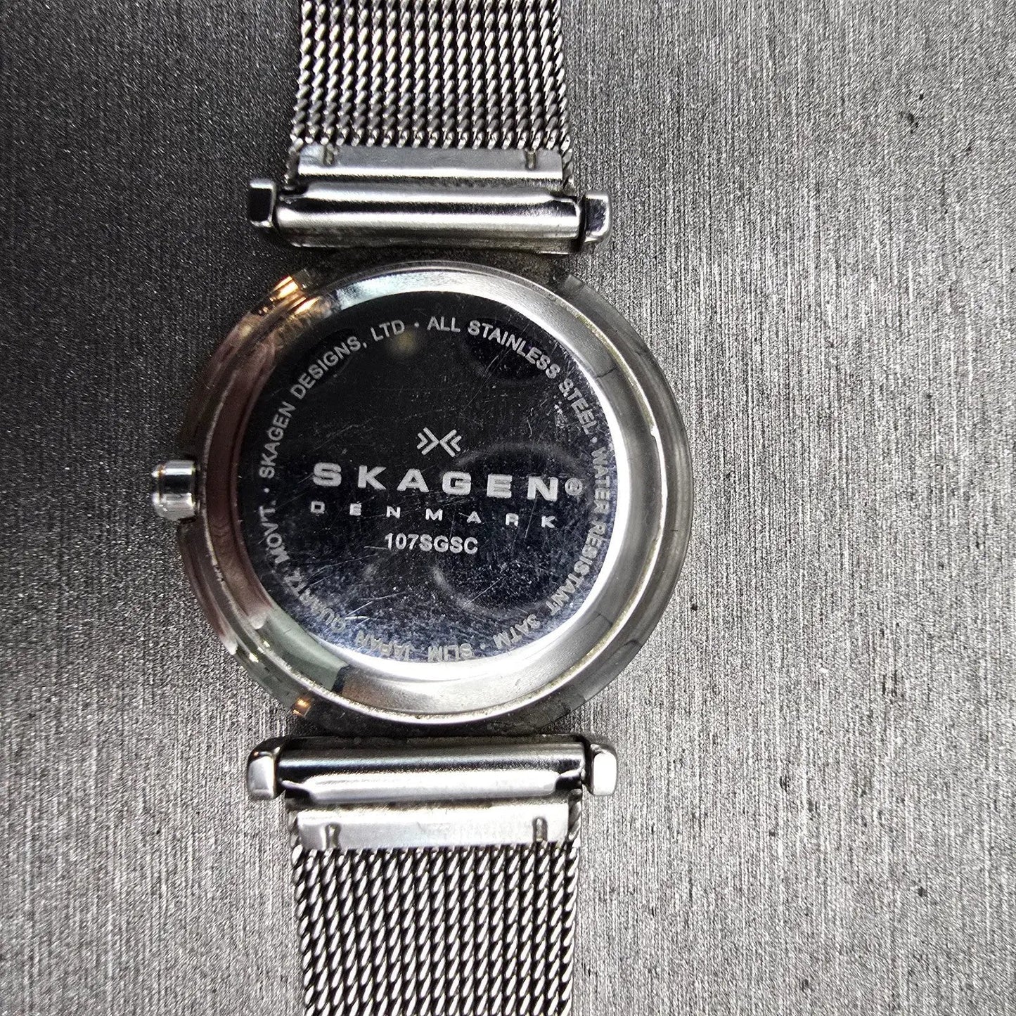 Skagen Steel Watch Women 25mm Silver Dial Silver Tone Round 107SGSC New Battery9