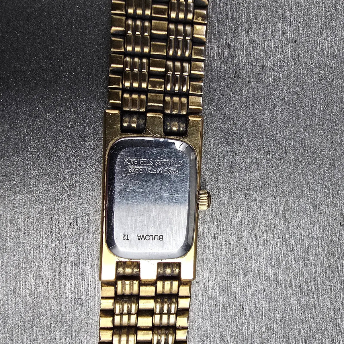 Bulova Watch Women 14mm Gold Dial Gold Tone Rectangle 97P13 New Battery JP2310