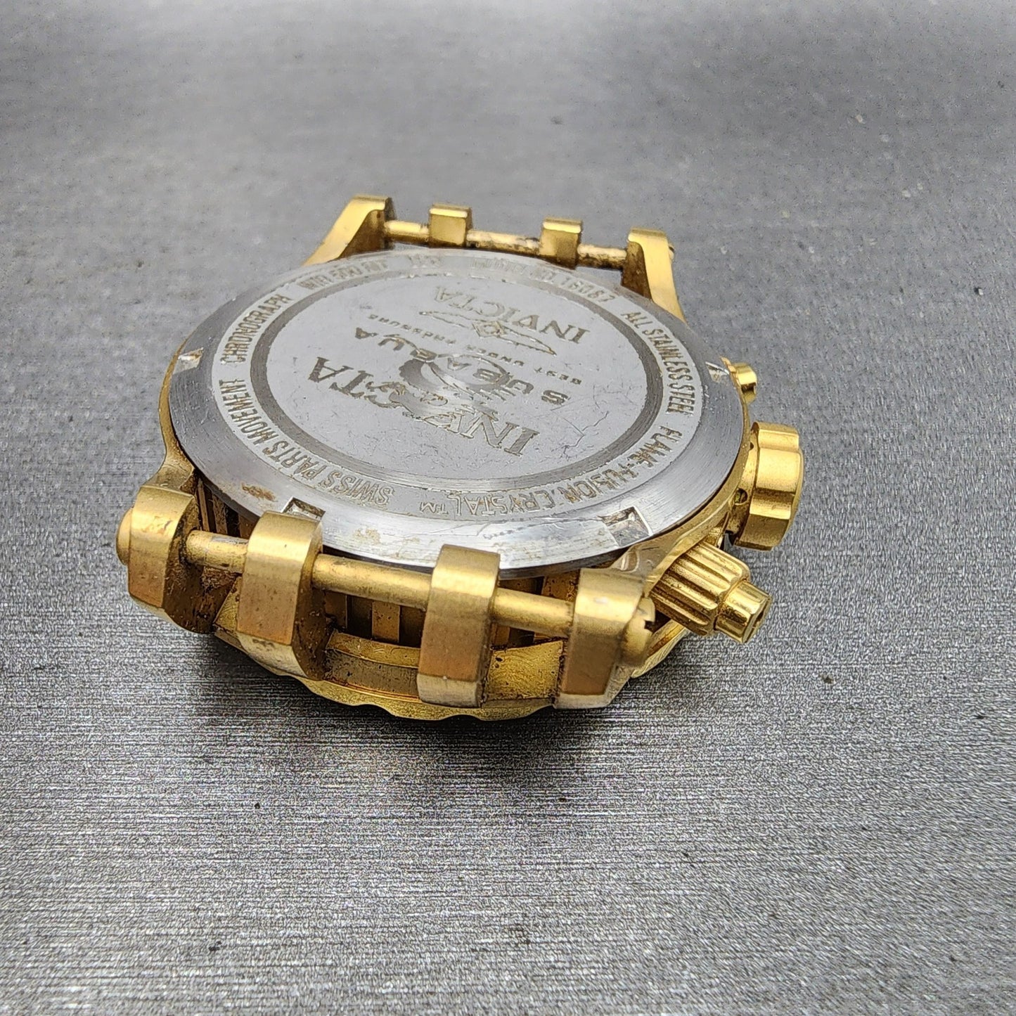 Invicta Subaqua Chronograph Watch Women 40mm Black Dial Gold Tone Date New Batt10