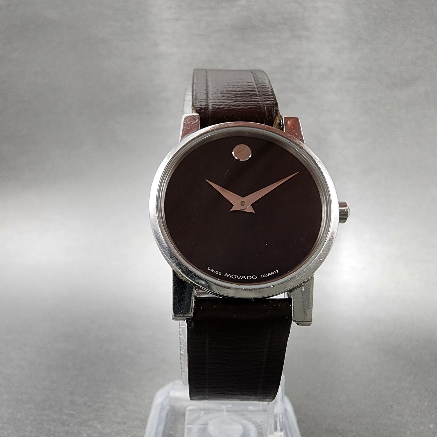 Movado Museum Watch Women 25mm Black Dial Steel Round 84.A1.845 New Battery