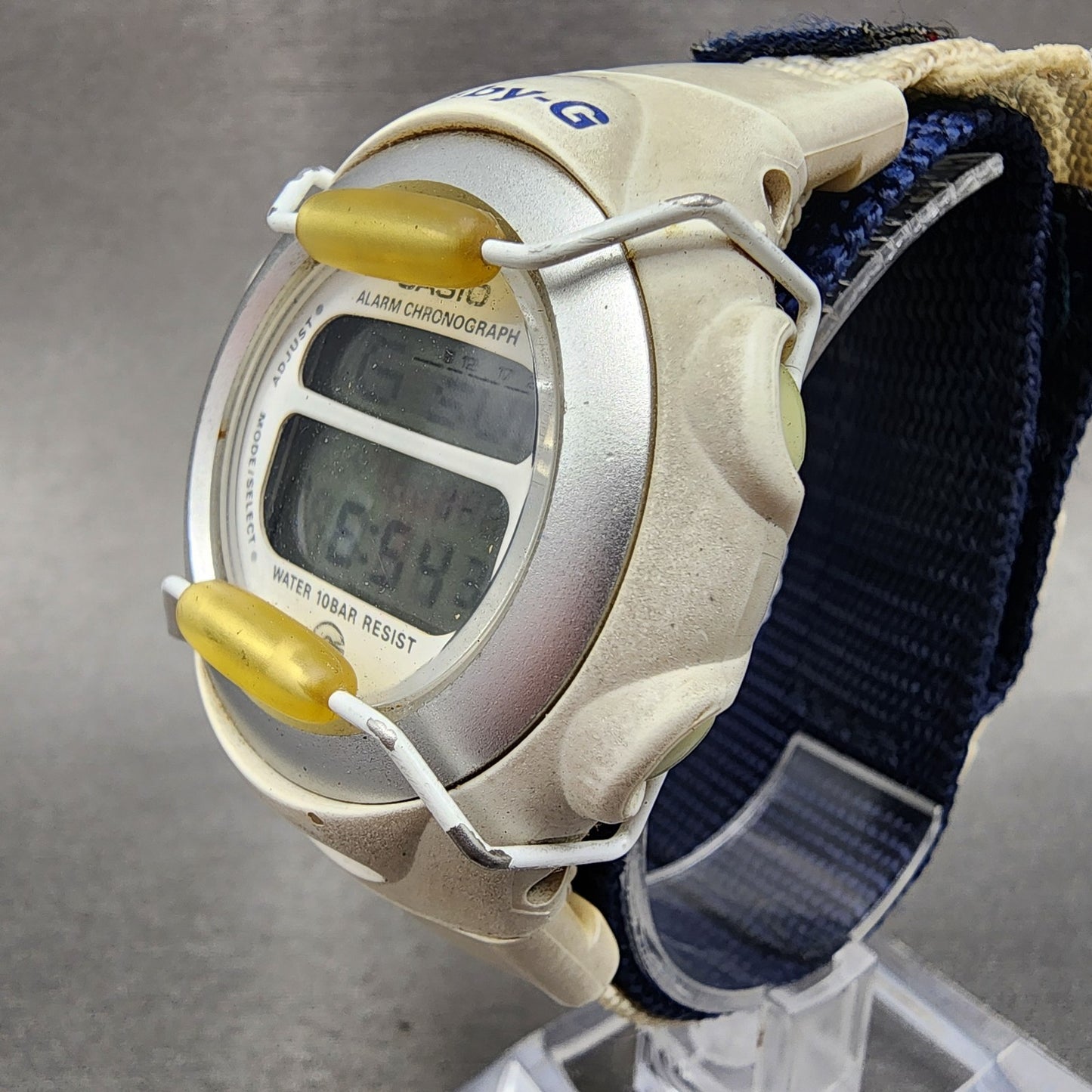Casio Baby-G Watch Women 40mm Digital Alarm Chrono White BG-097 New Battery