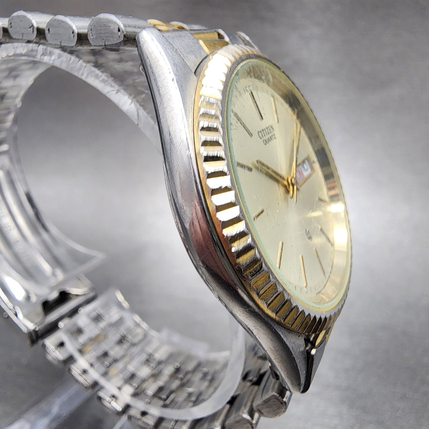 Citizen CQ President Watch Men 35mm Silver Dial Gold Daydate 6100-S26569 PARTS