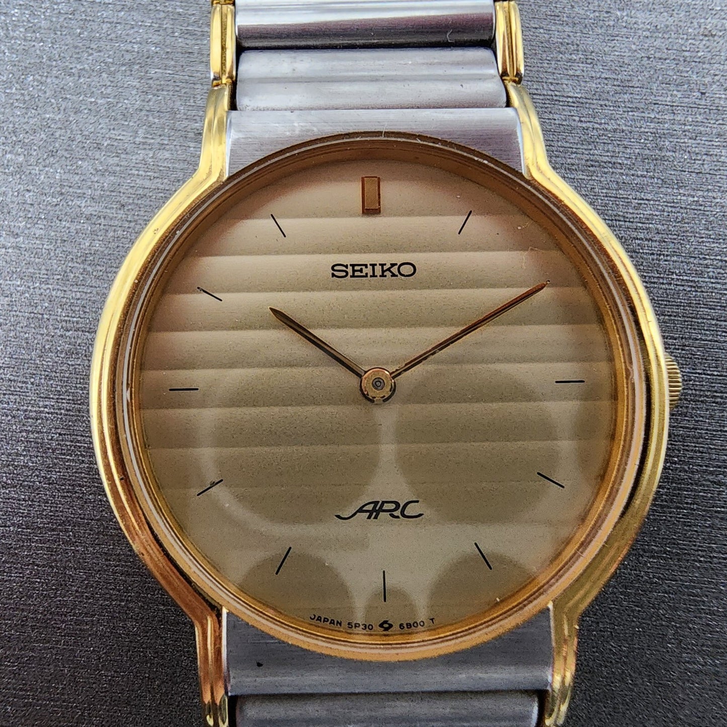 Seiko Arc Watch Men 30mm Champagne Dial Two Tone Round 5P30-6A70 PARTS