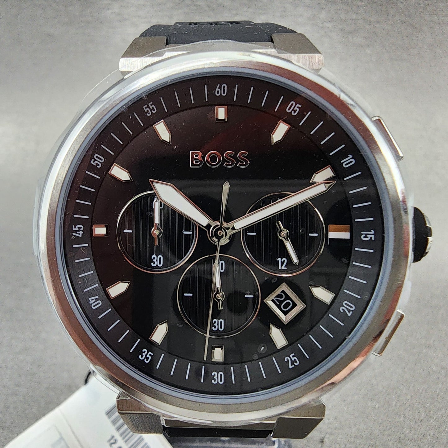Hugo Boss Chronograph Watch Men 44mm Black Dial Steel Date Round 1513997