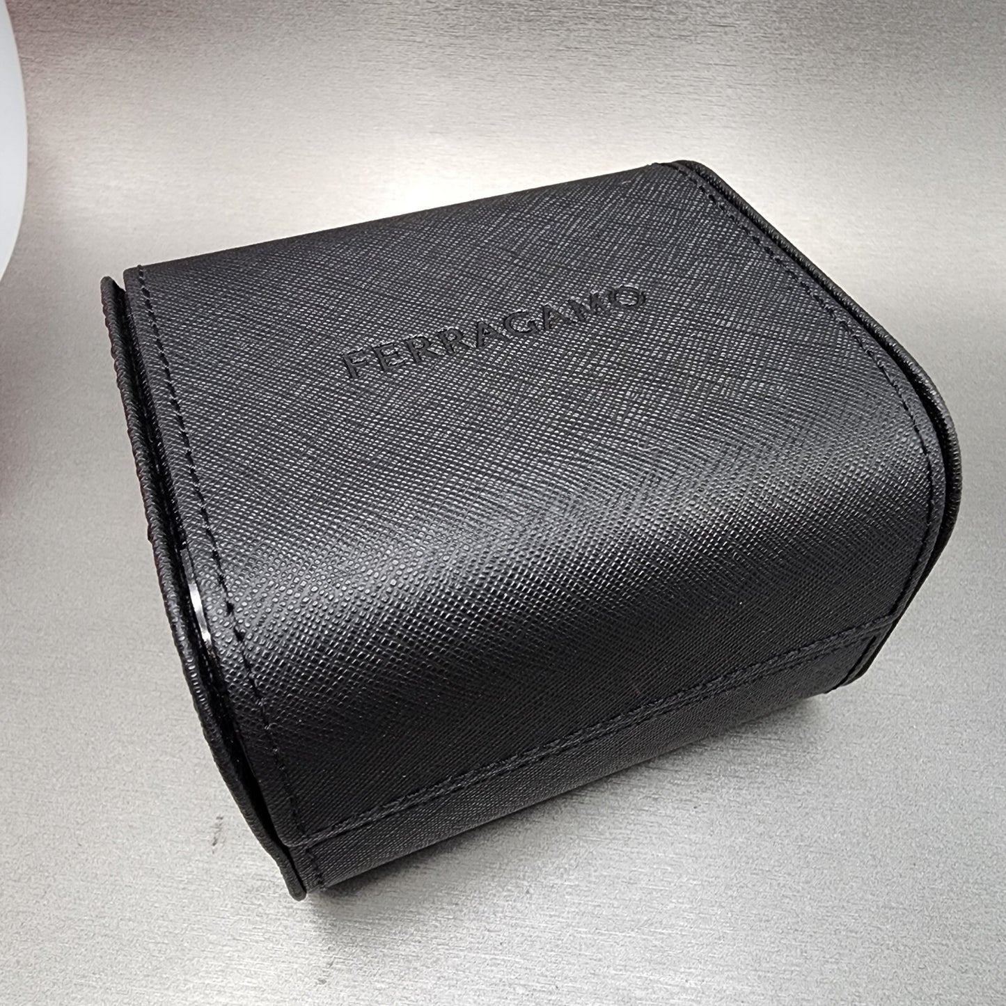 Ferragamo 1927 Chronograph Watch Men 42mm White Dial Two Tone Date Round W/Box