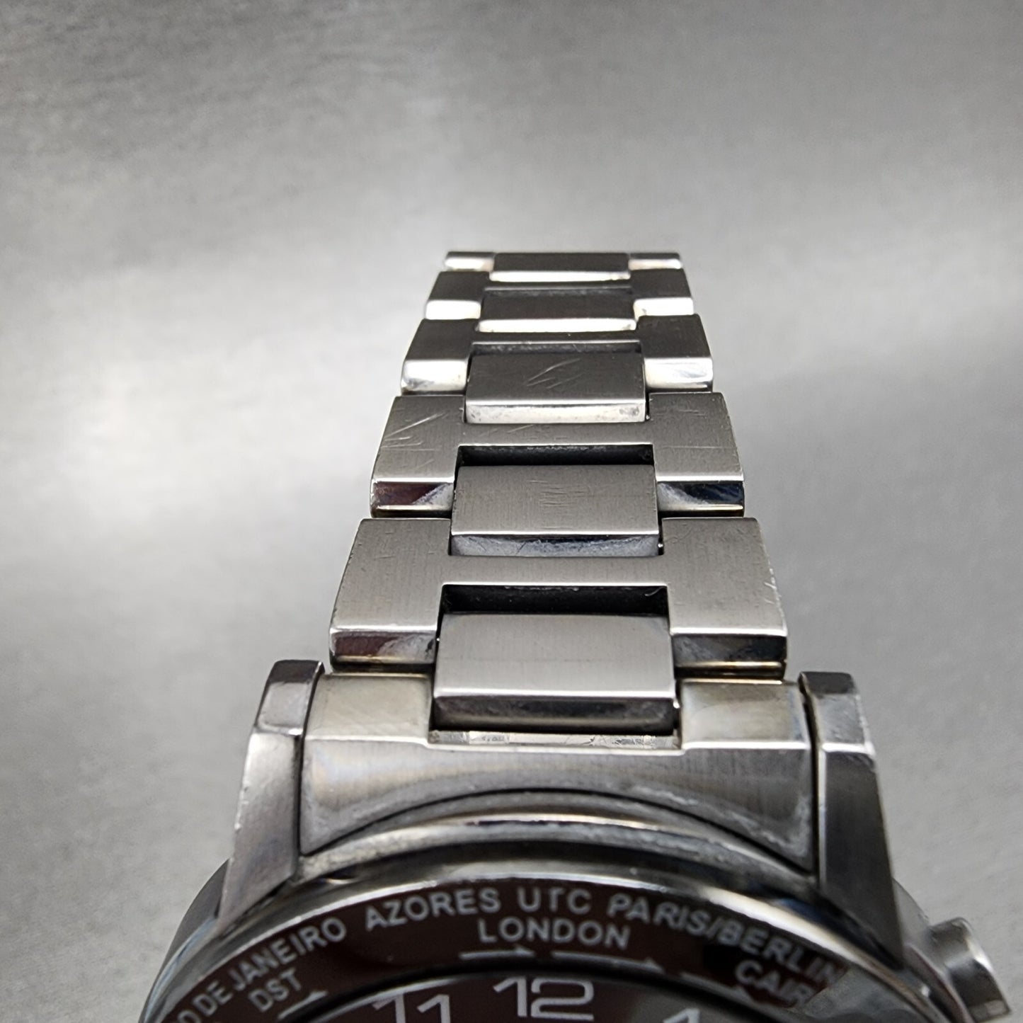Seiko World Time Solar Watch Men 39mm Black Dial Silver Tone Date 7b25-0ad0 Runs
