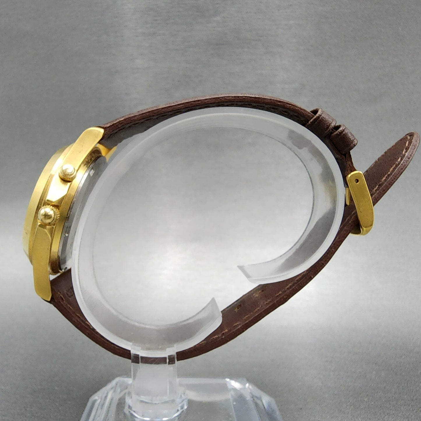LL Bean Alarm Watch Men 34mm Gray Dial Gold Tone Date Round New Battery