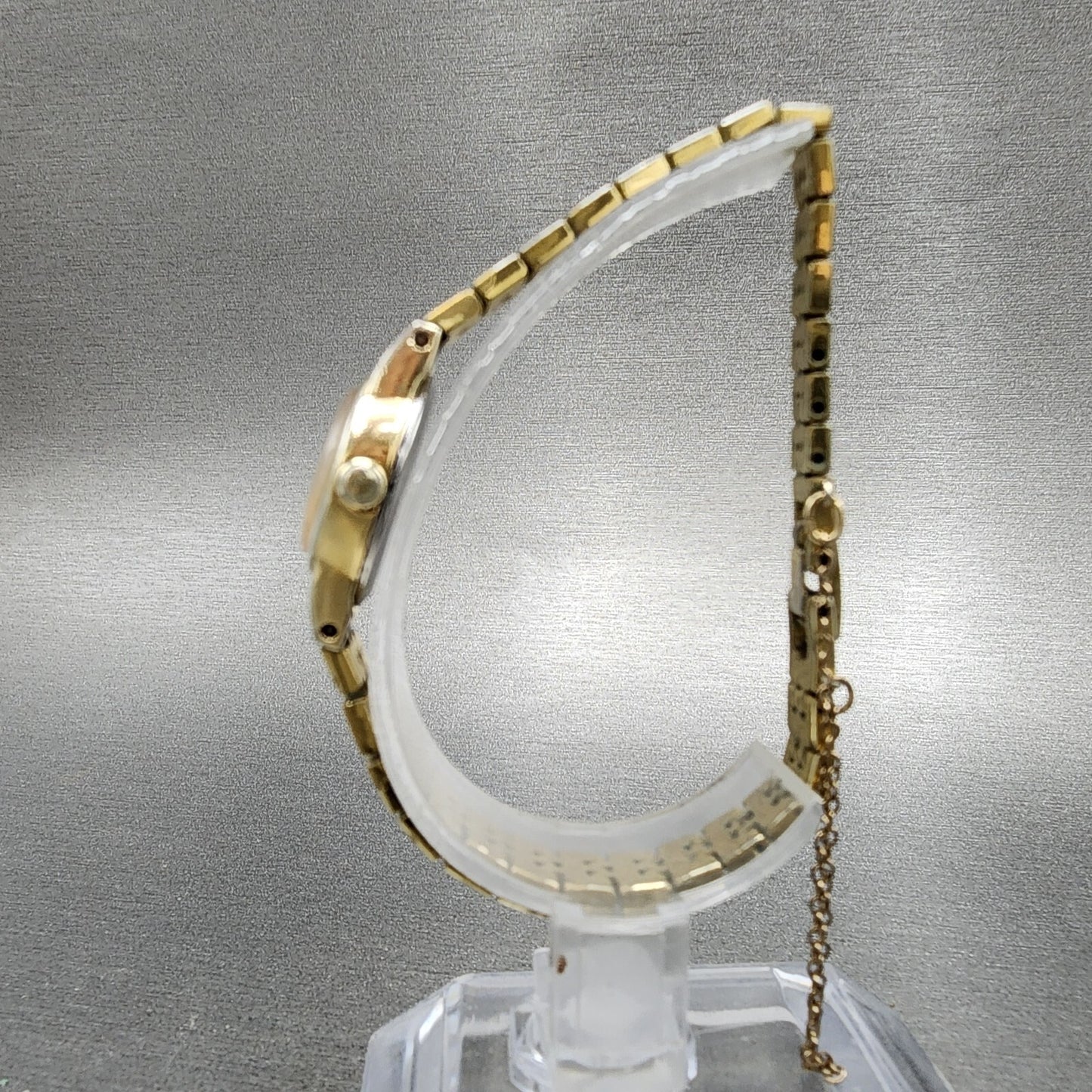 Seiko Watch Women 17mm Gold Dial Gold Tone Round 5420-5039 New Battery VTG ABD