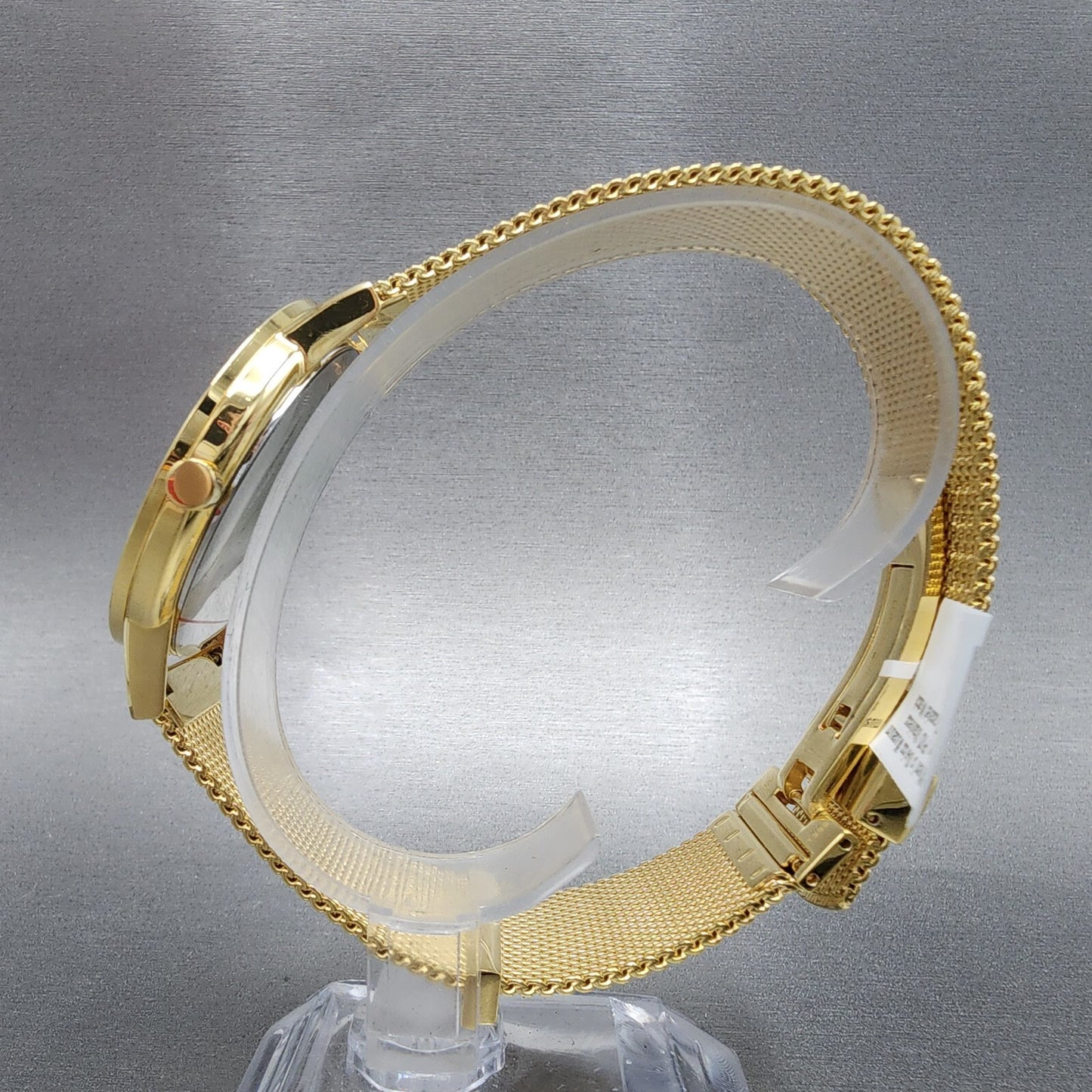Movado Museum Watch Men 40mm Black Dial Gold Case Round Mesh Band 0607396