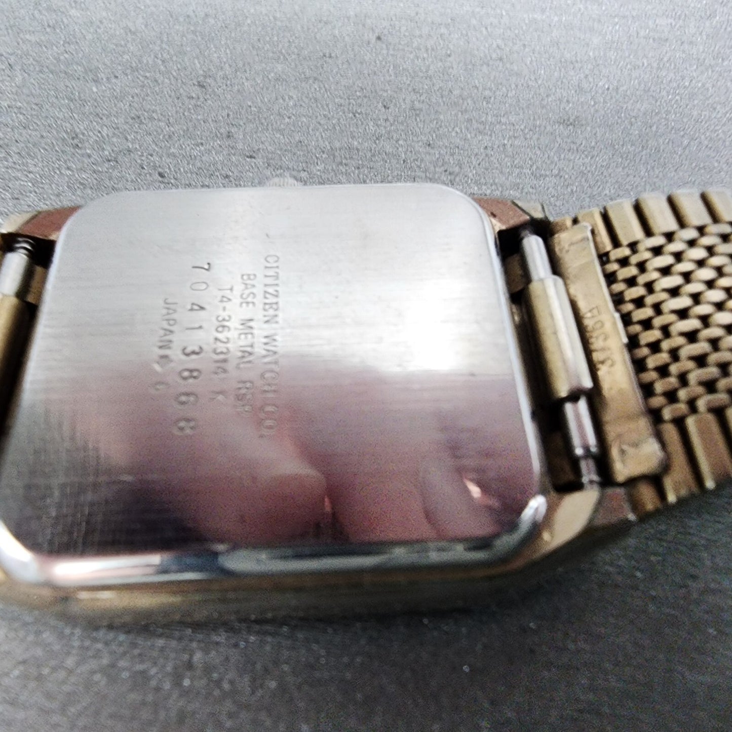 Citizen CQ Tank Watch Men 27mm Champagne Dial Silver Tone Rectangle New Battery