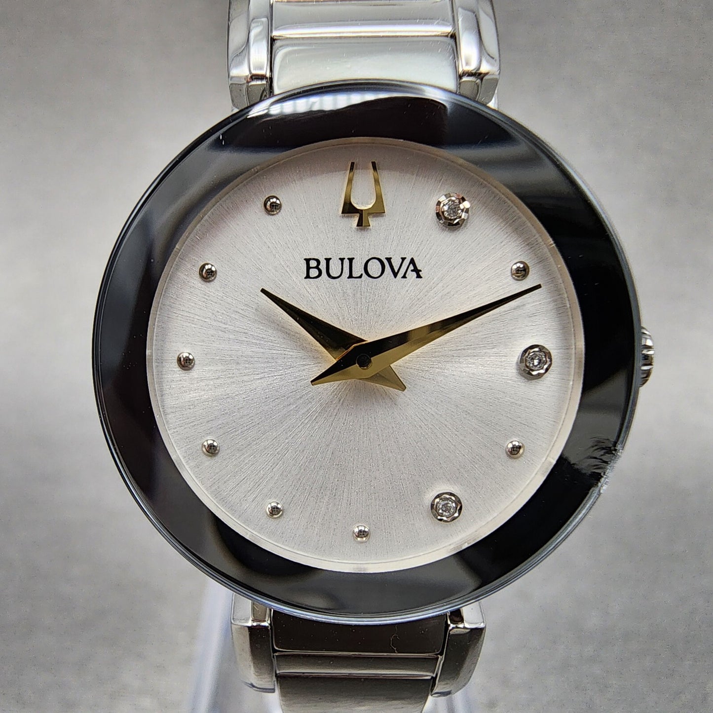Bulova Marc Anthony Watch Women 26mm White Dial Silver Tone Diamond Accents B123