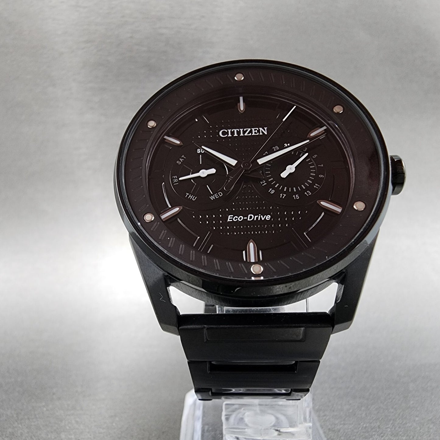 Citizen Eco-Drove CTO Watch Men 43mm Black Dial Black Tone Daydate RoundRuns