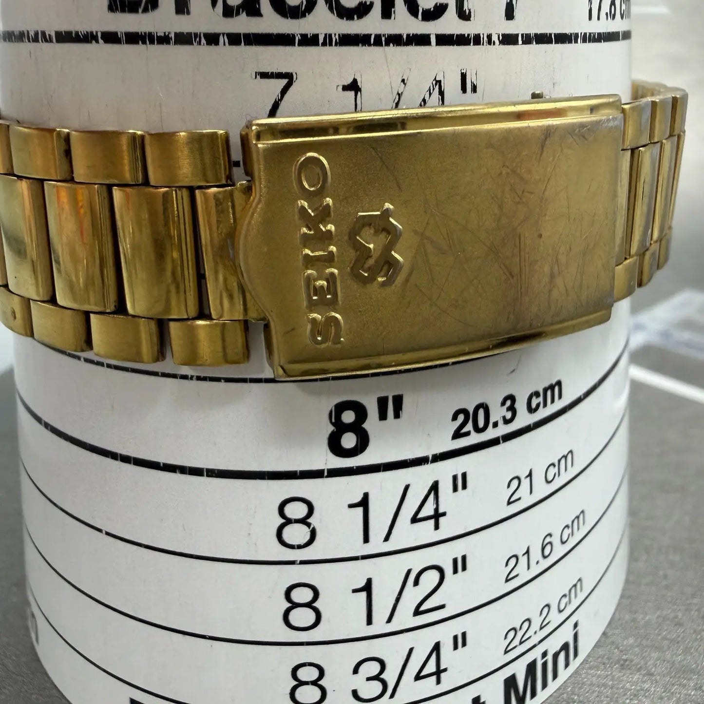 Seiko SQ Watch Men 35mm Cream Dial Gold Tone Daydate Round 5y23-8049 New Battery10