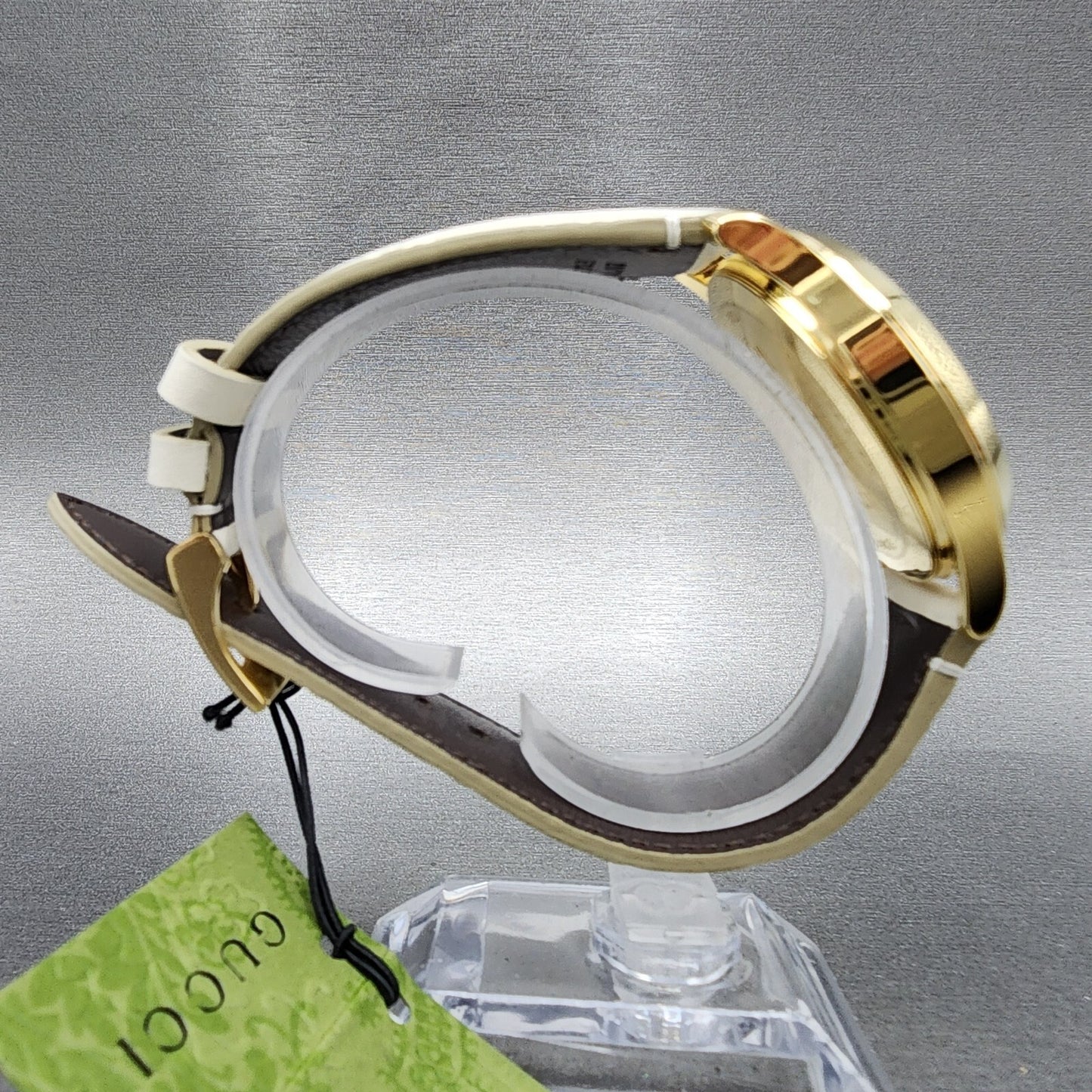 Gucci G-Timeless Watch Women 38mm White Dial Gold Tone Round Leather YA1264033