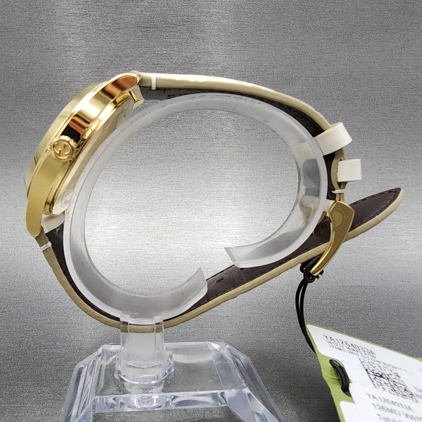 Gucci G-Timeless Watch Women 38mm White Dial Gold Tone Round Leather YA1264033