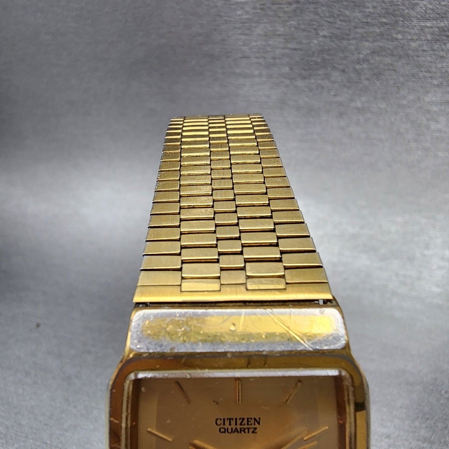 Citizen CQ Tank Watch Men 27mm Gold Dial Gold Tone Rectangle 4031-491751 PARTS
