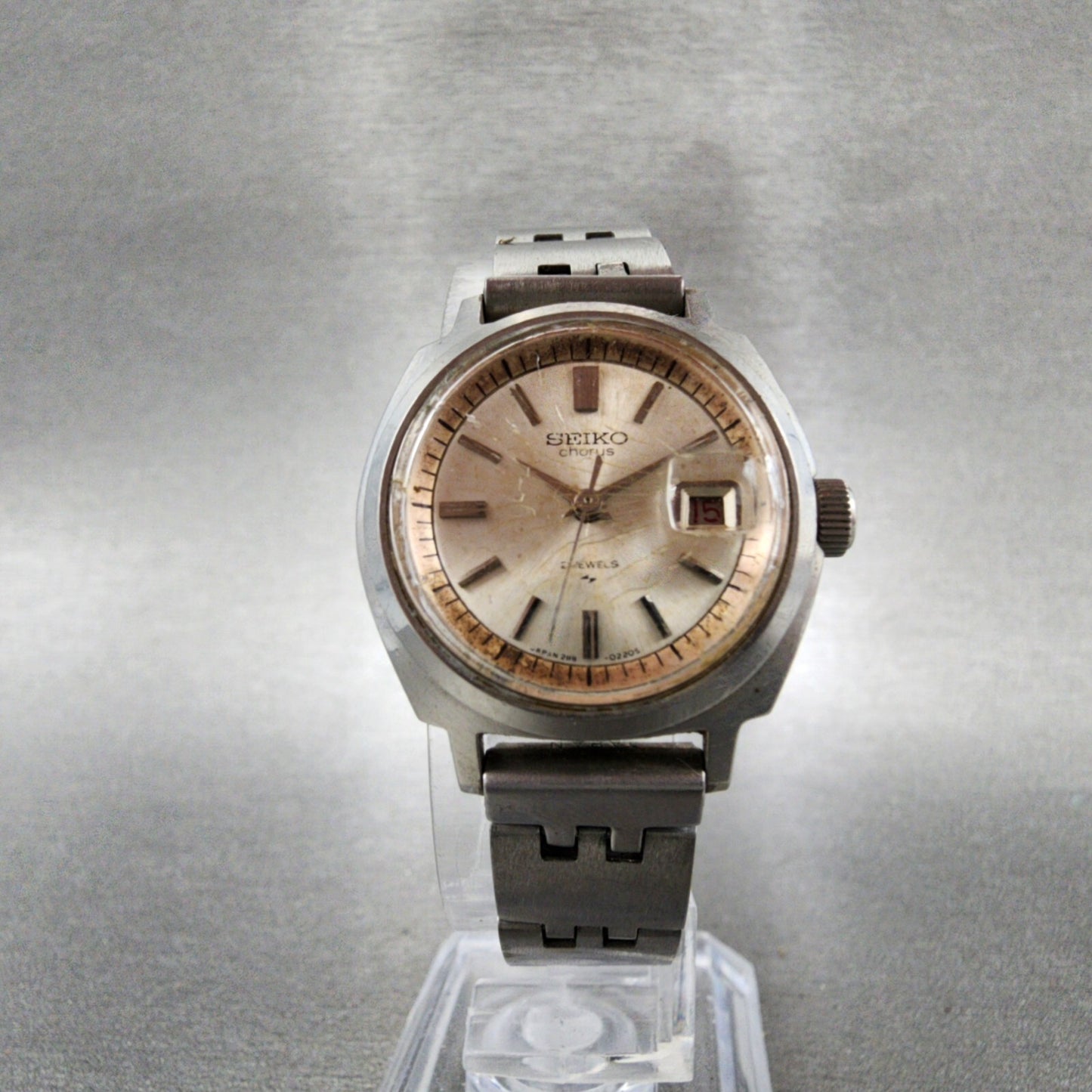 Seiko Chorus Watch Women 25mm Silver Dial Silver Tone Date Manual 2118-0260 Runs