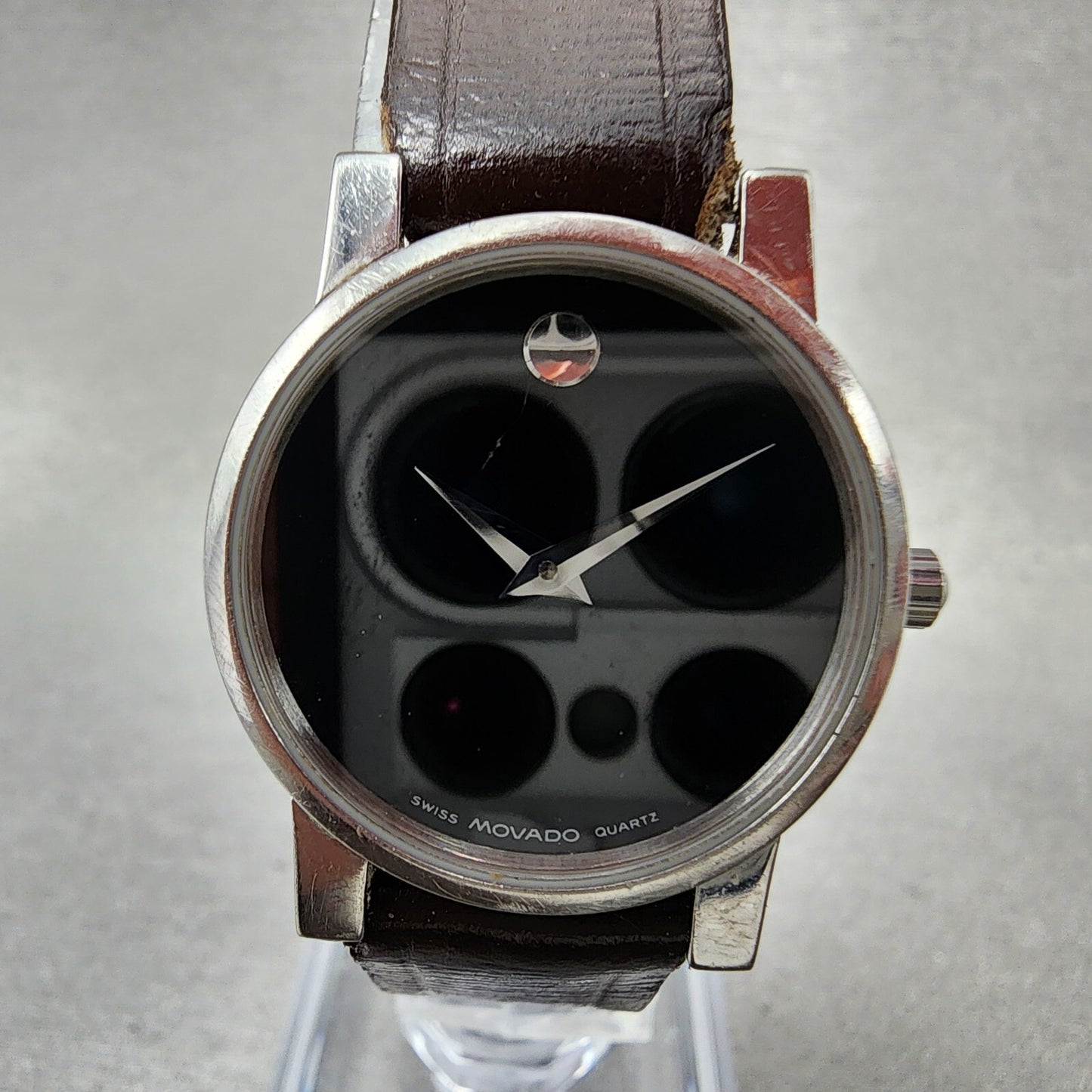 Movado Museum Watch Women 25mm Black Dial Steel Round 84.A1.845 New Battery
