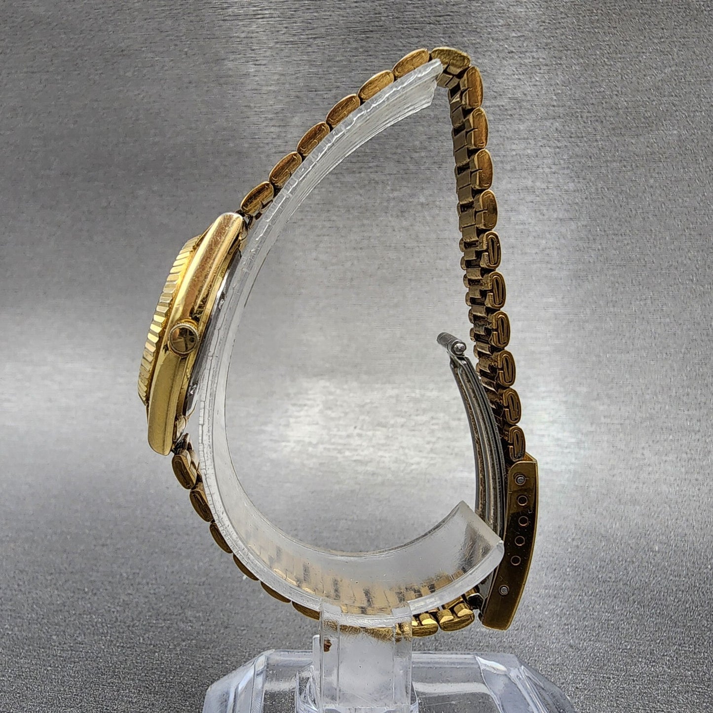 Seiko SQ Watch Women 24mm Gold Dial Gold Tone Daydate 24mm Round New Battery ABC