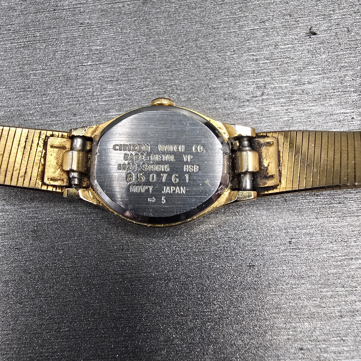 Citizen CQ Watch Women 16mm Black Dial Gold Tone Oval 5920-S49615 New Battery JF10