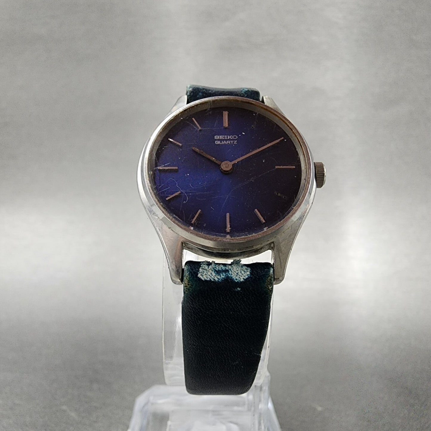 VTG Seiko Watch Women 24mm Blue Dial Silver Tone Round 43-0039 PARTS
