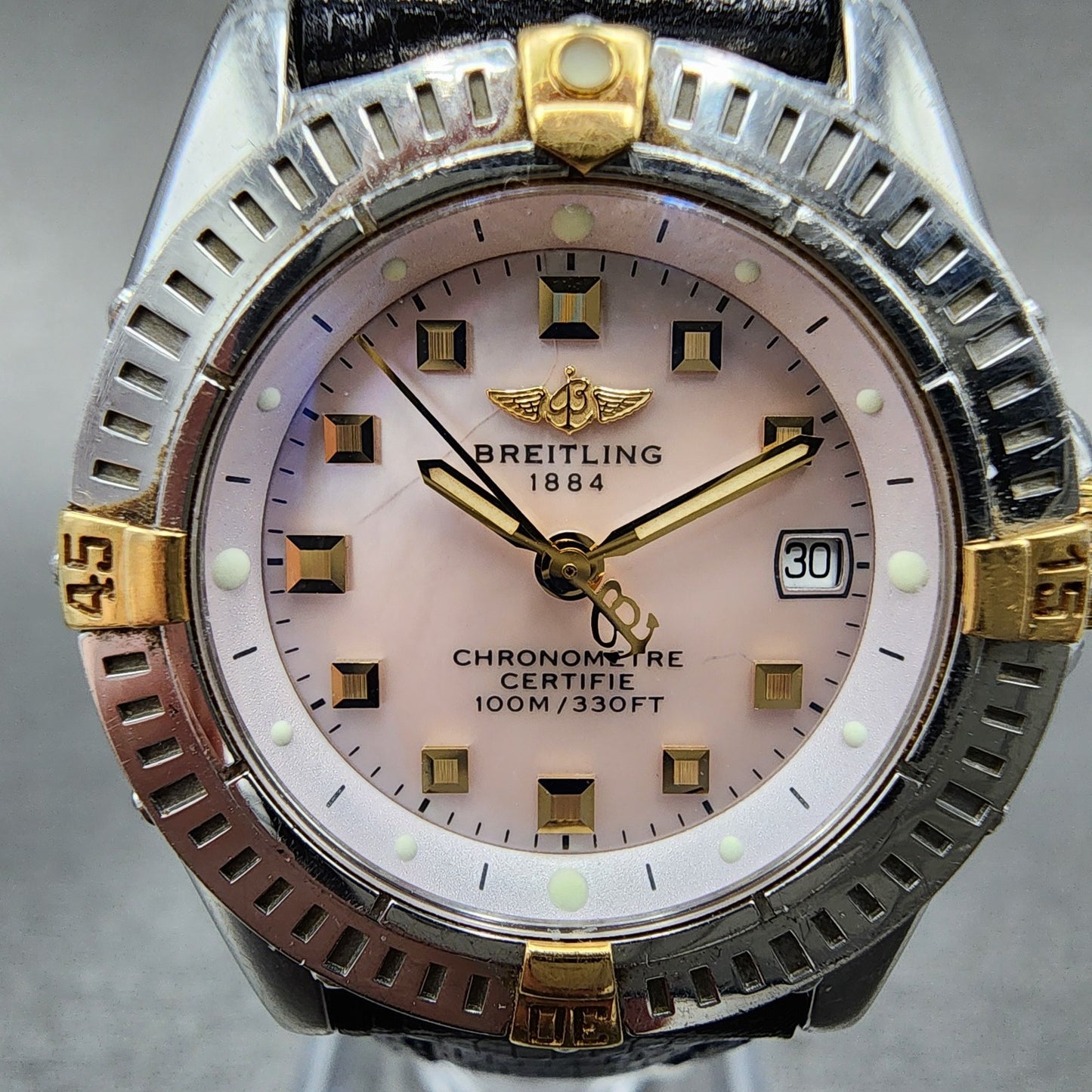 Breitling Callistino Watch Women 29mm MOP Dial Two Tone Date B72345 New Battery