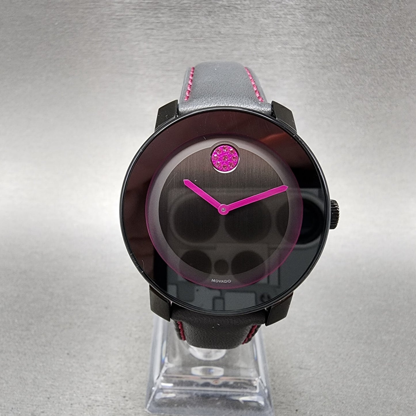 Movado Bold Watch Women 36mm Black Dial Black Case Breast Cancer ED New Battery