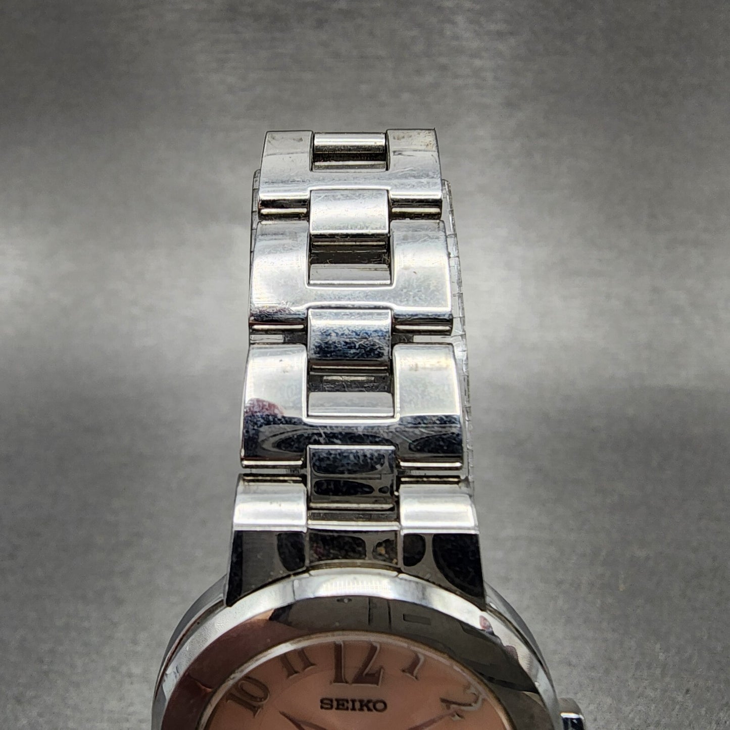 Seiko Lukia Watch Women 26mm Pink Dial Silver Tone Date 7n82-0cn0 New Battery