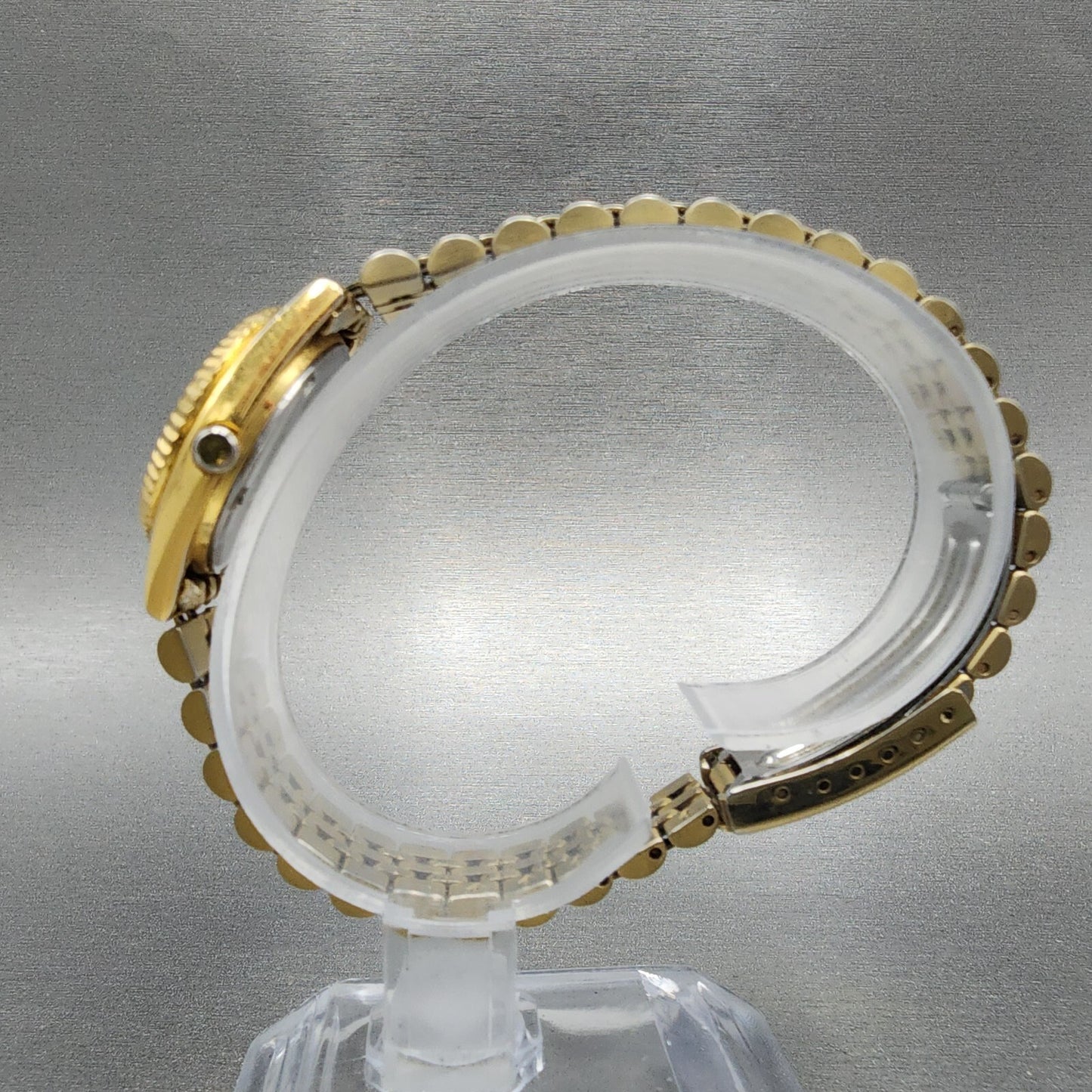 Seiko Watch Women 24mm Gold Dial Gold Tone Daydate Round 7N83-0041 New Battery
