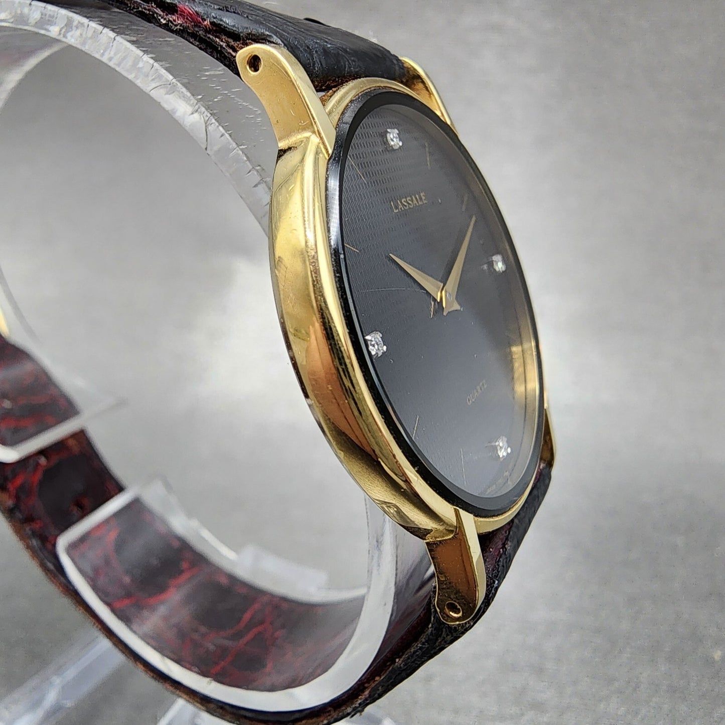 Seiko Lassale Watch Men 31mm Black Dial Gold Tone 7750-7009 New Battery READ!!!