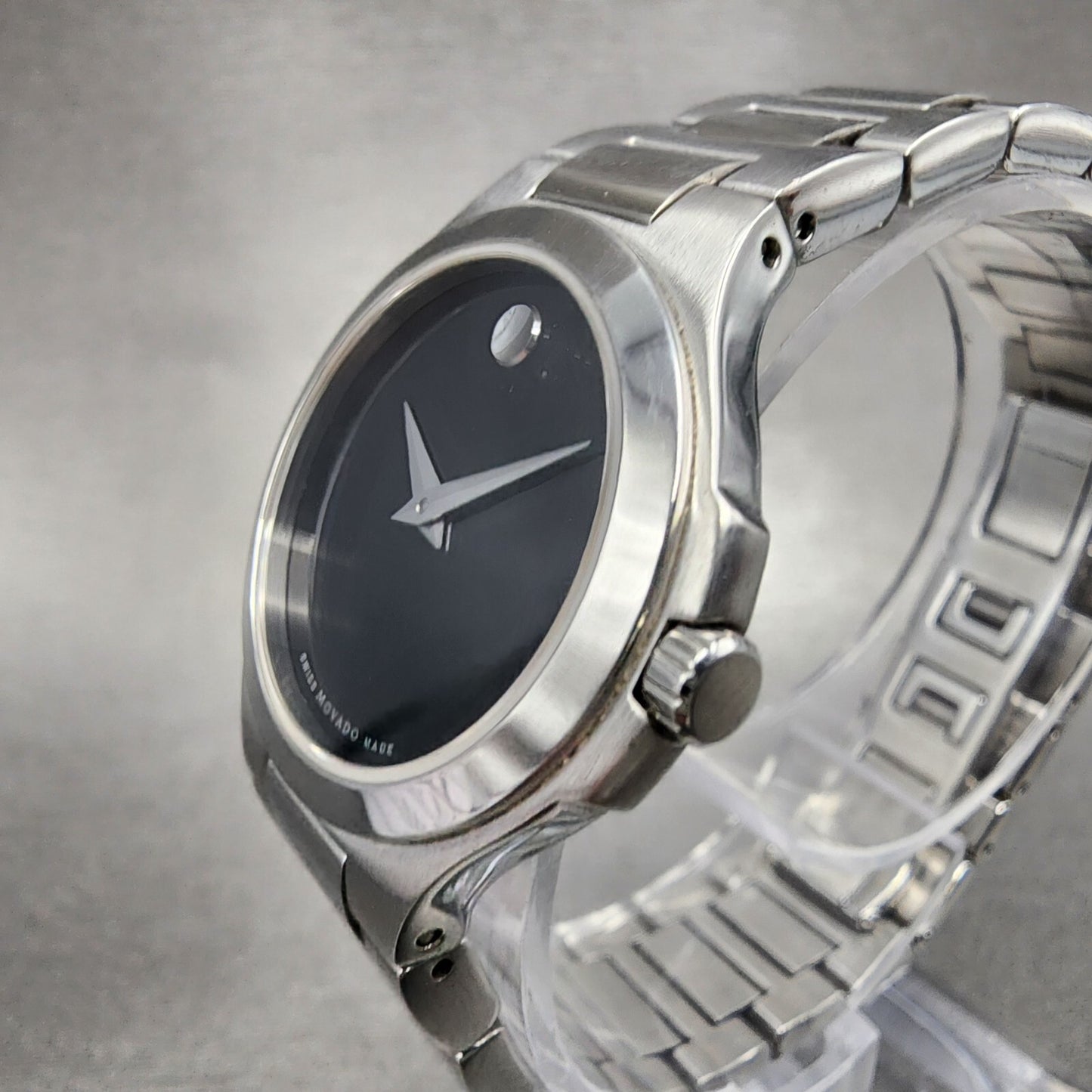 Movado Museum Watch Women 28mm Black Dial Stainless Steel Round New Battery