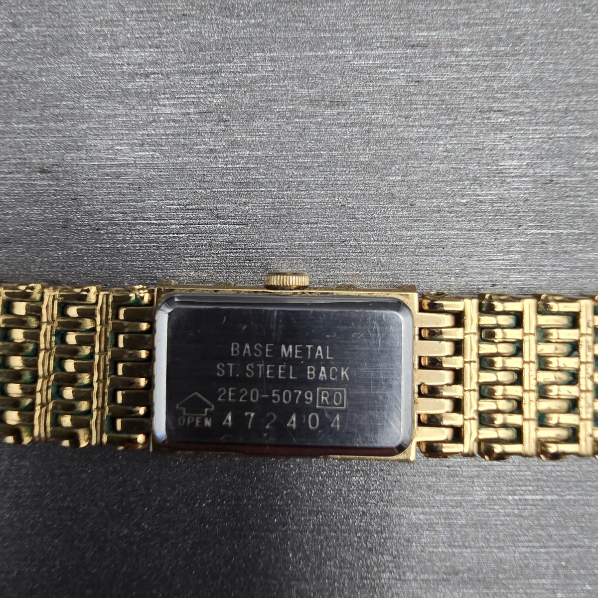 Seiko Watch Women 13mm Gold Dial Gold Tone Rectangle 2E20-5079 New Battery10