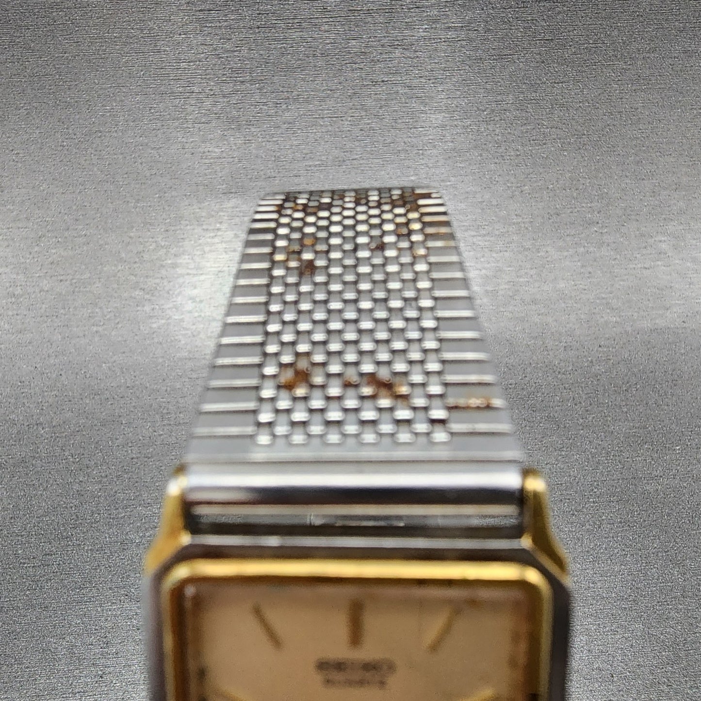 Seiko Dolce Tank Watch Men 25mm Champagne Dial Two Tone 9520-5130 New Batt READ!