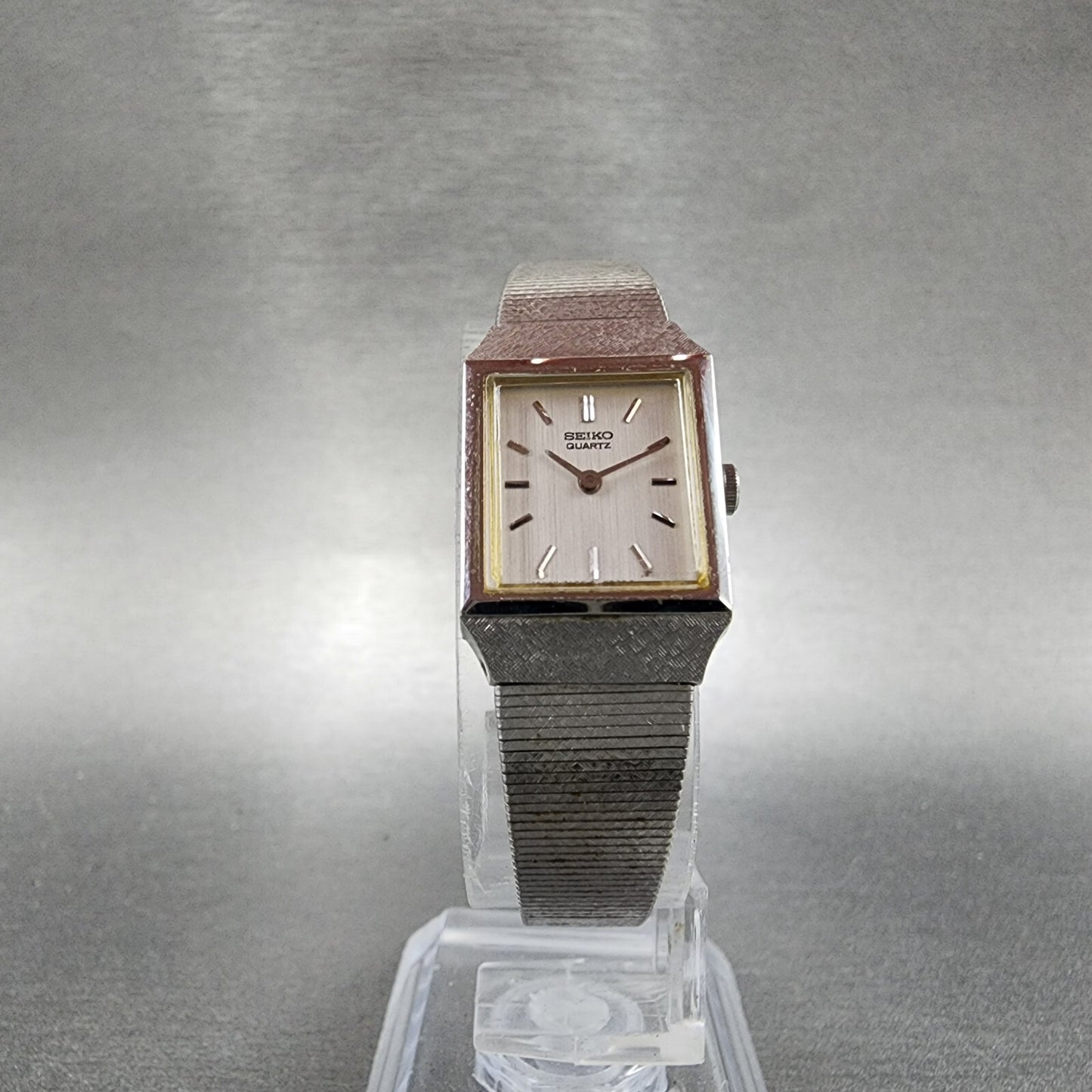 Seiko Watch Women 16mm Silver Dial Silver Tone Rectangle 2C20-5299 New Battery