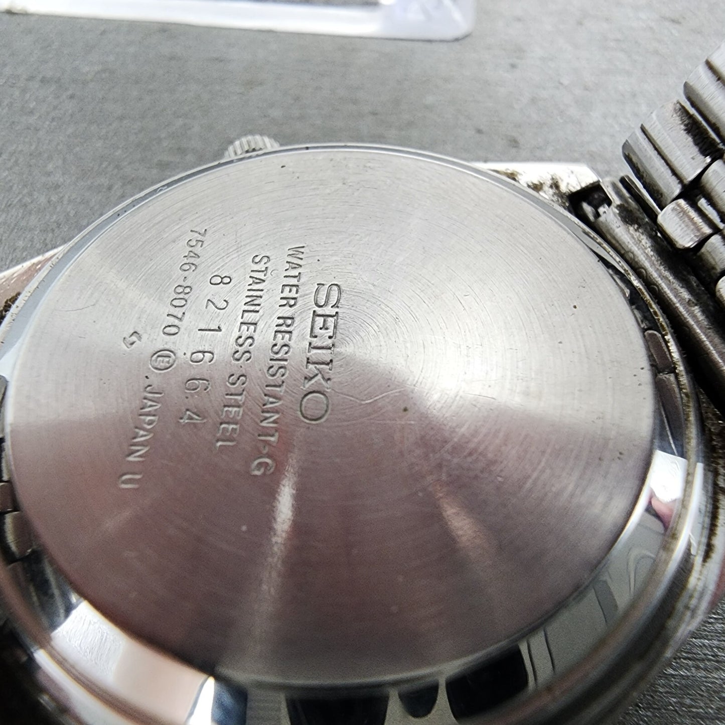 Seiko Type 2 Watch Men 36mm White Dial Steel Round Daydate 7546-8070 PARTS