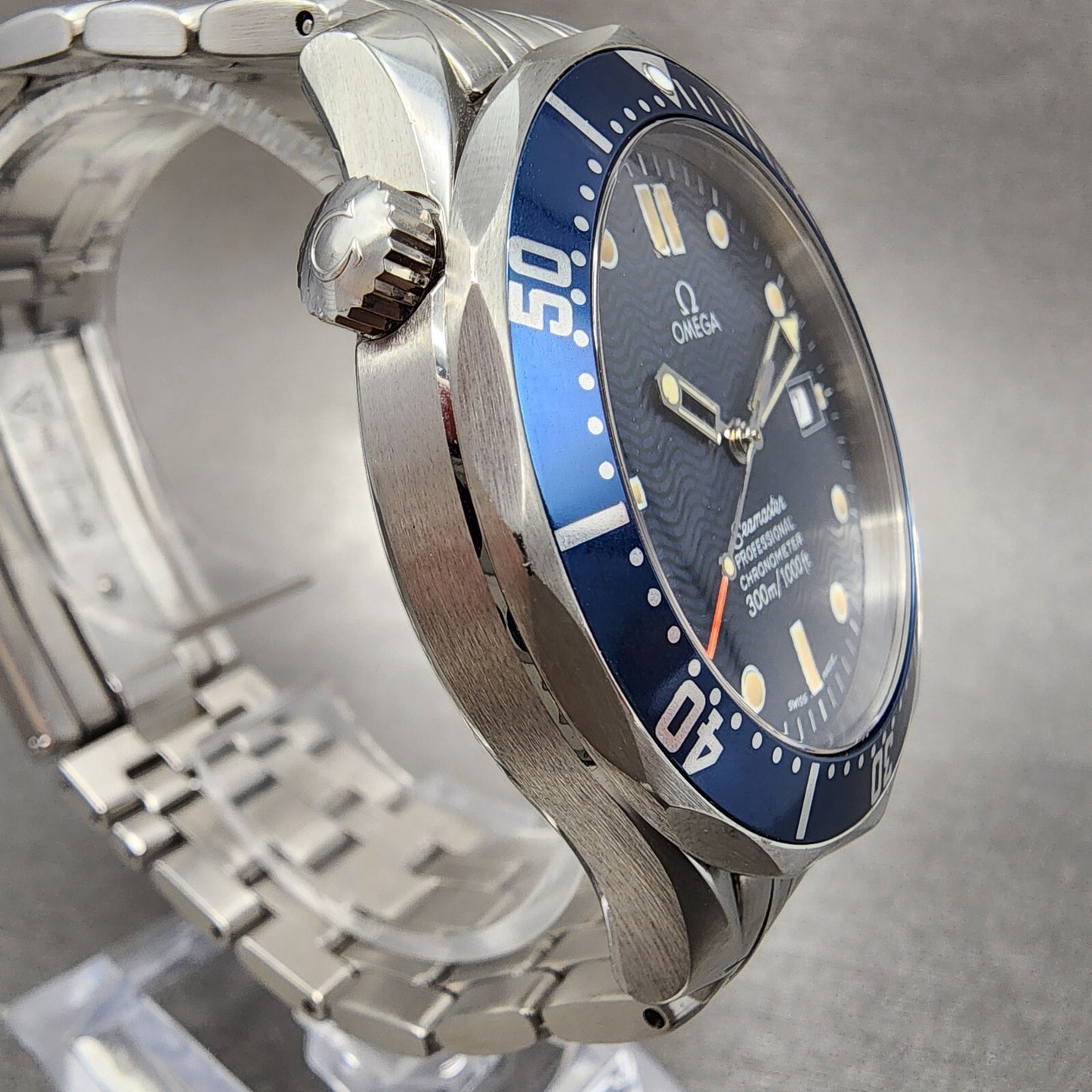 Omega Seamaster 300 Watch Men 41mm Blue Dial Steel Date Automatic Serviced Box