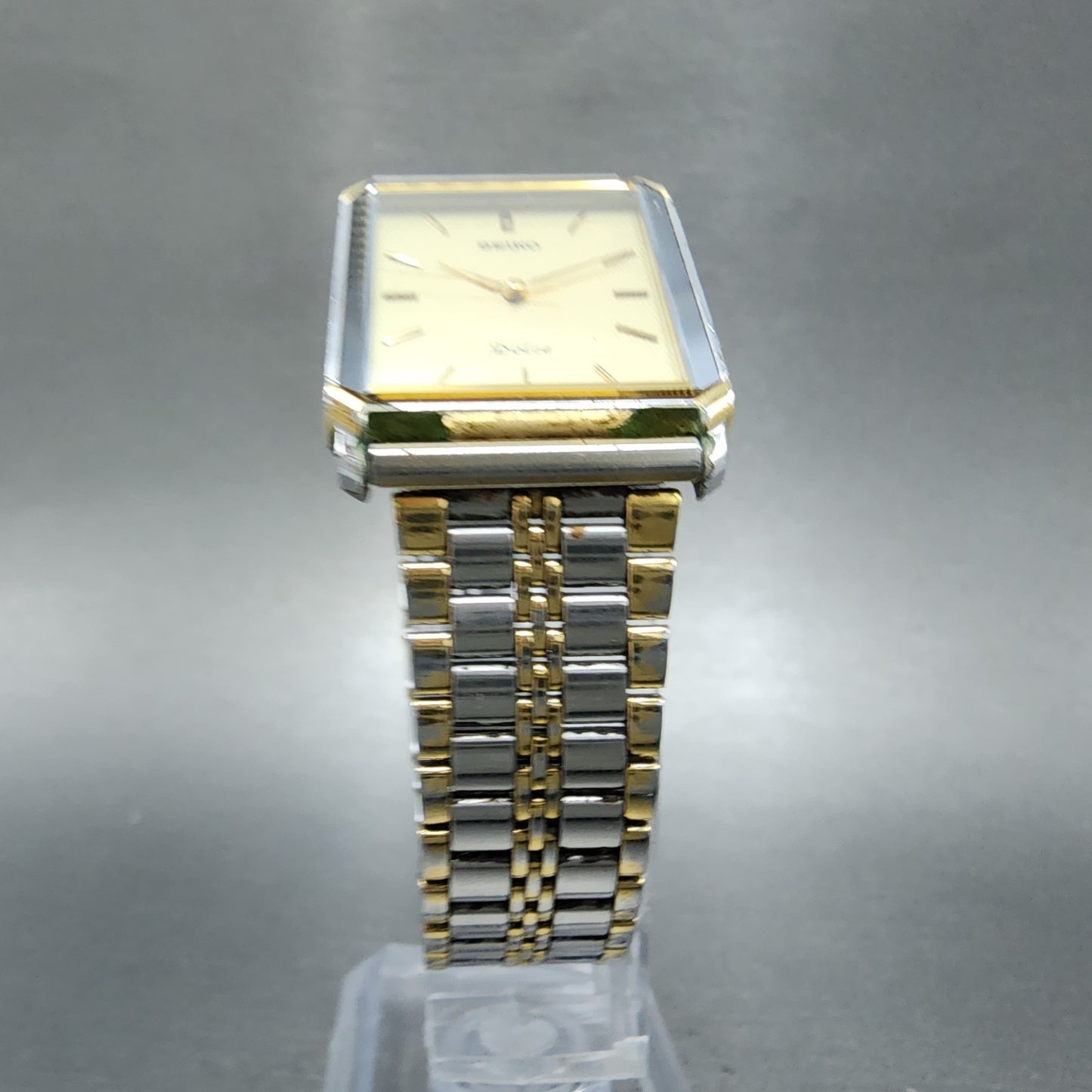 Seiko Dolce Tank Watch Men 26mm Champagne Dial Two Tone 5s21-5a20 PARTS