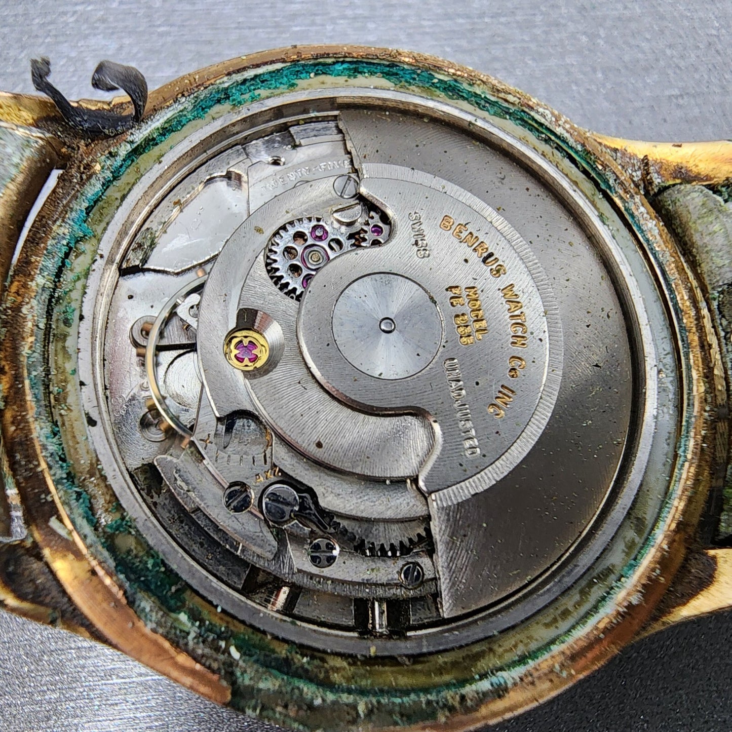 Benrus Three Star Automatic 25 Jewels Watch Men 34mm Cream Dial Gold Tone PARTS
