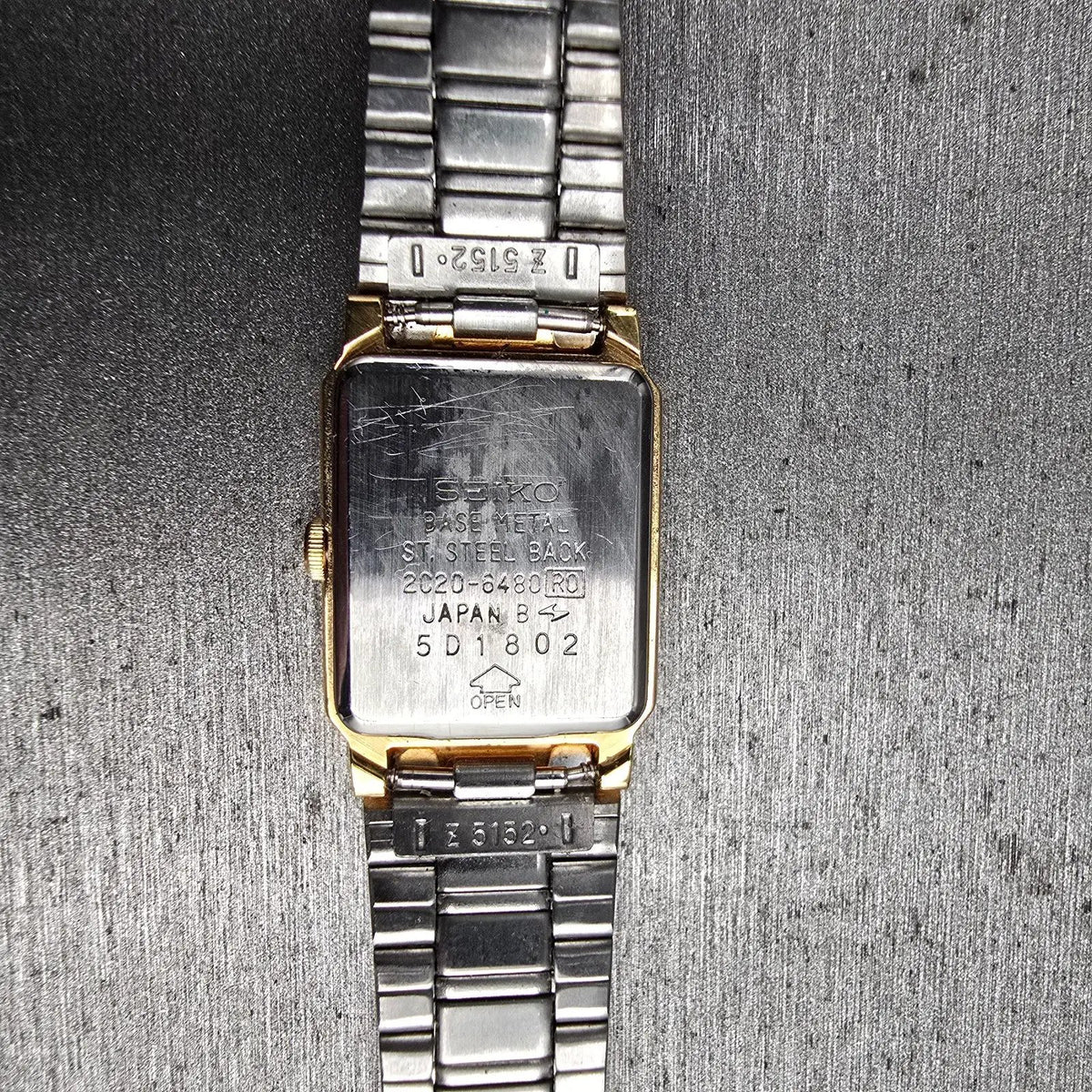 Seiko Tank Watch Women 18mm Gold Dial Gold Rectangle 2C20-6480 New Battery VTG10