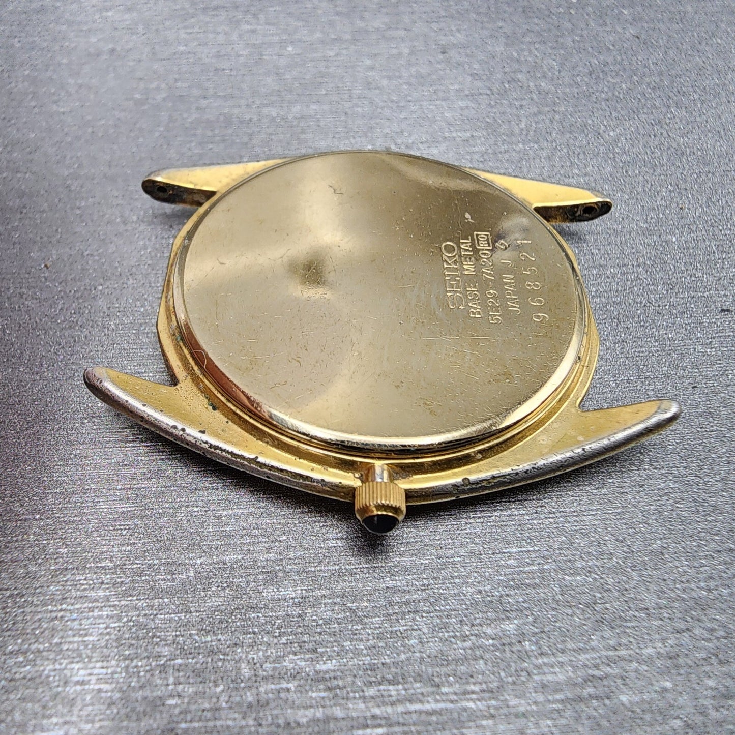 Seiko Watch Men 34mm White Dial Gold Tone Date Round 5E29-7A20 PARTS