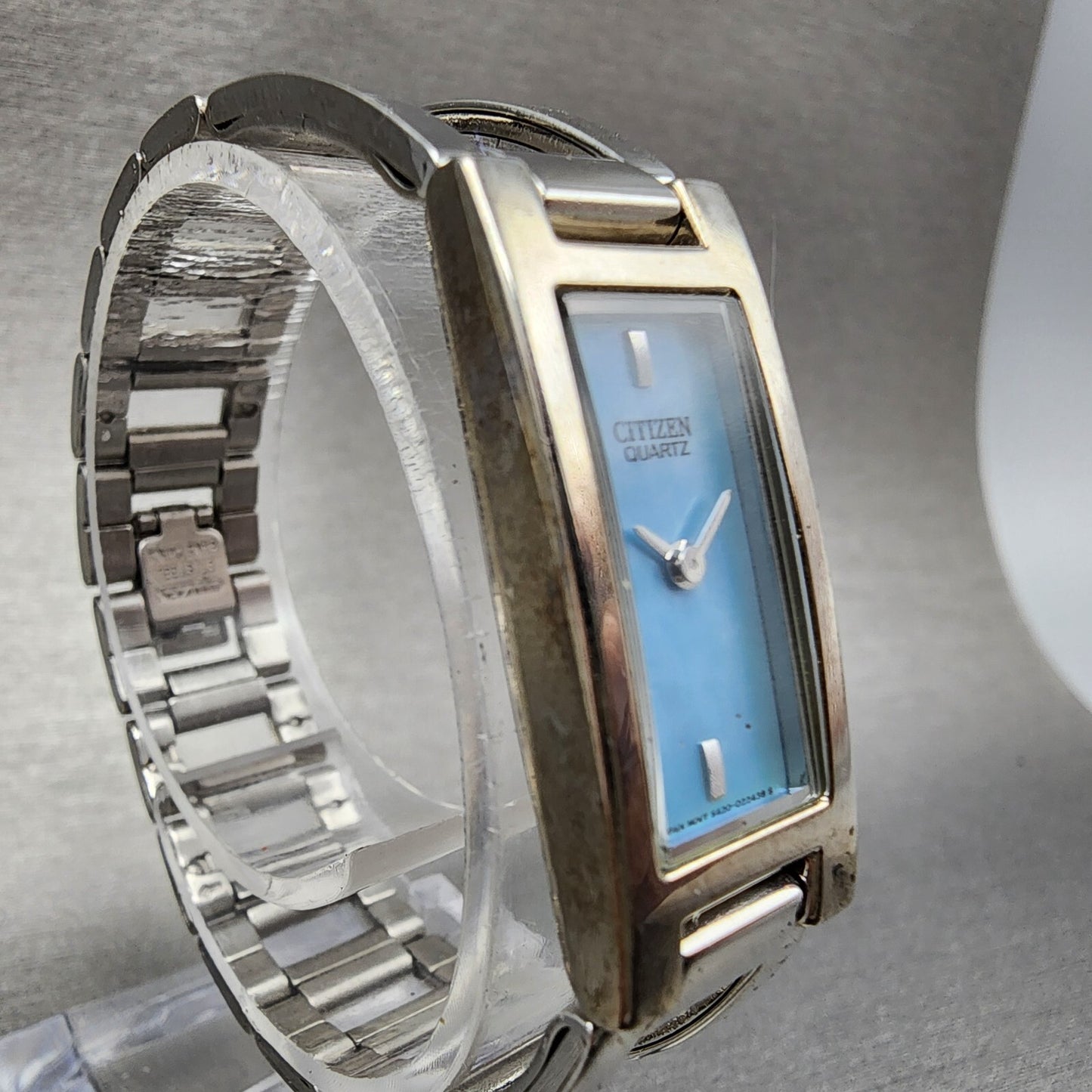 Citizen Tank Watch Women 15mm MOP Dial Silver Tone Rectangle 5421-S98985 New Bat