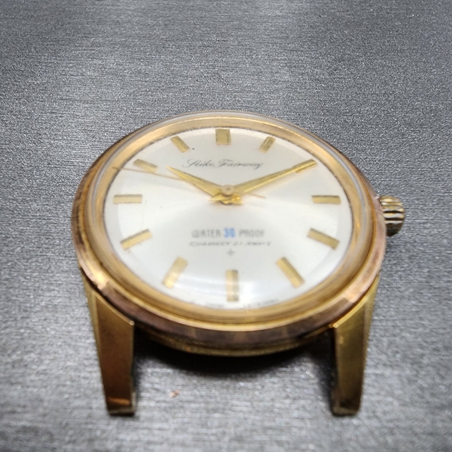 Seiko Fairway Watch Men 36mm Silver Dial Gold Tone Manual Runs