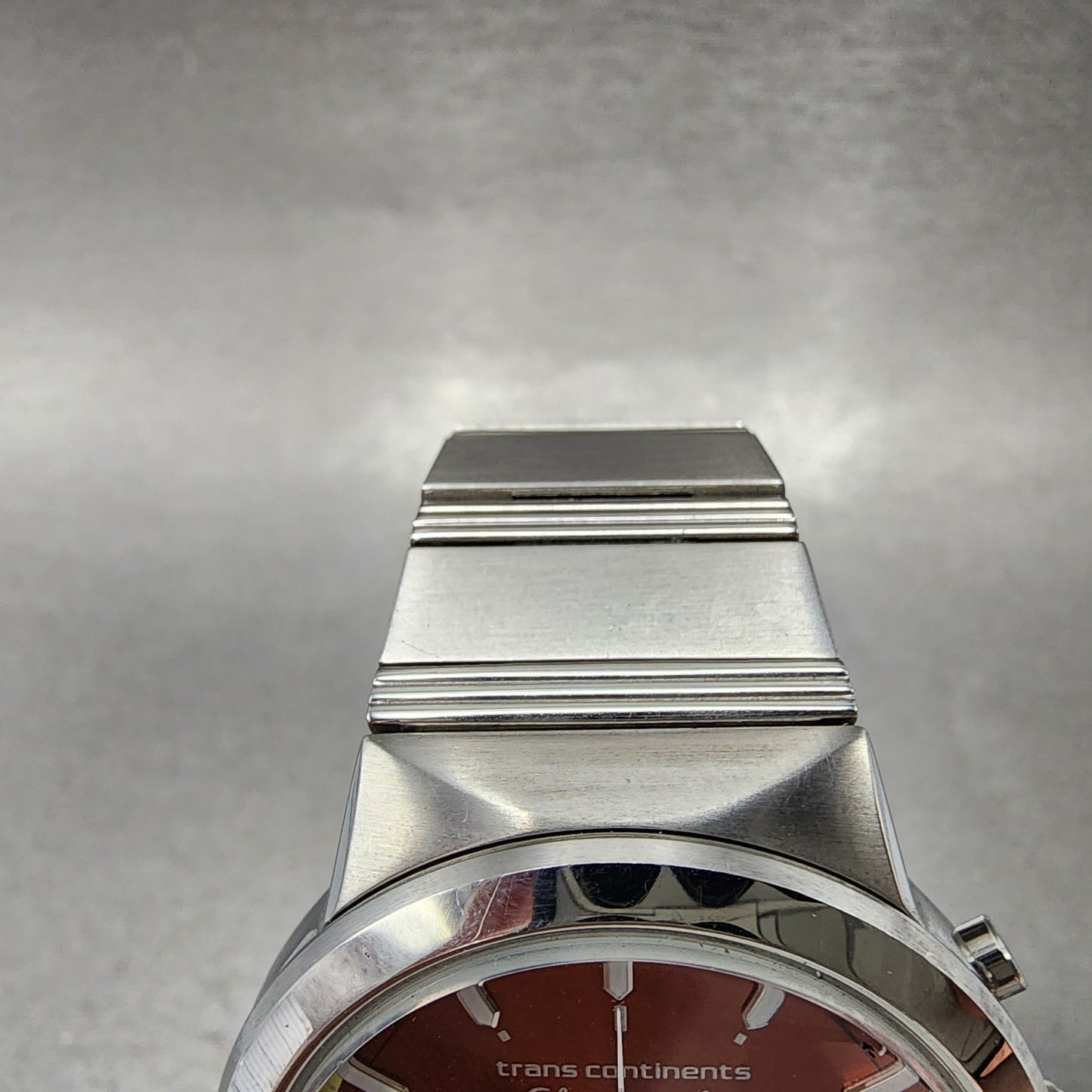 Trans Continents Chronograph Watch Men 38mm Orange Dial Silver Tone Date New Bat